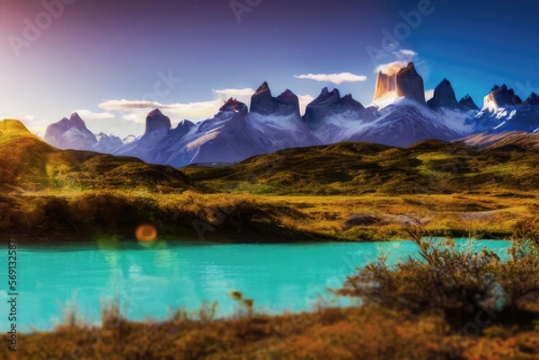 Obraz lake in the chile torres mountains