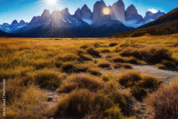 Obraz autumn in the mountains beautiful sunlight through paine