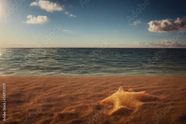 Obraz sunset on the beach enjoying the perfect horizon with sandy beach