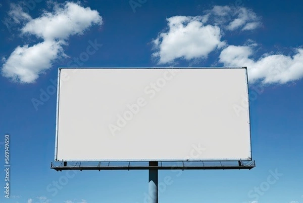 Fototapeta Blank huge billboard on an amazing sky. Generative AI