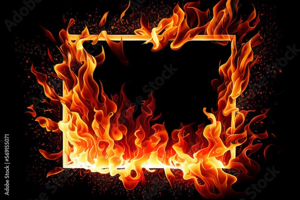 Obraz fire frame isolated on black background