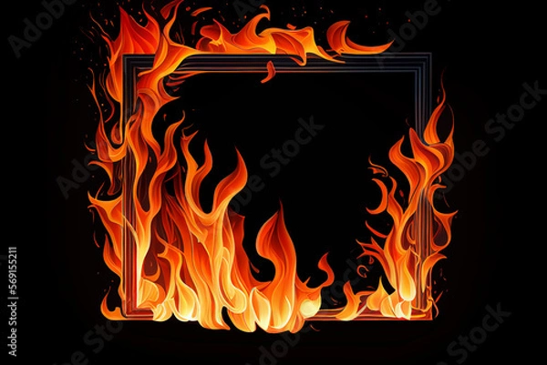 Obraz fire frame isolated on black background