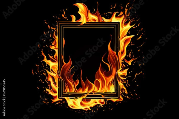 Obraz fire frame isolated on black background