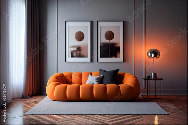 Fototapeta Interior design of a living room with Camaleonda sofa | Interior décor | Generative Ai | Minimalist style