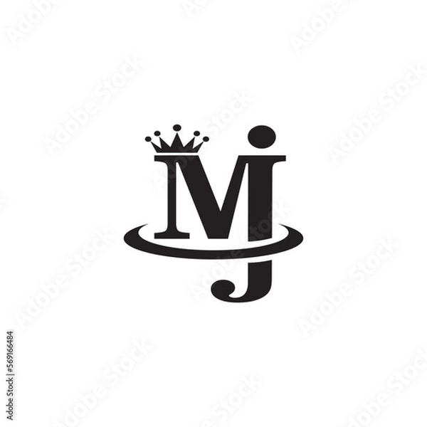 Obraz MJ initials logo template company crown vector design
