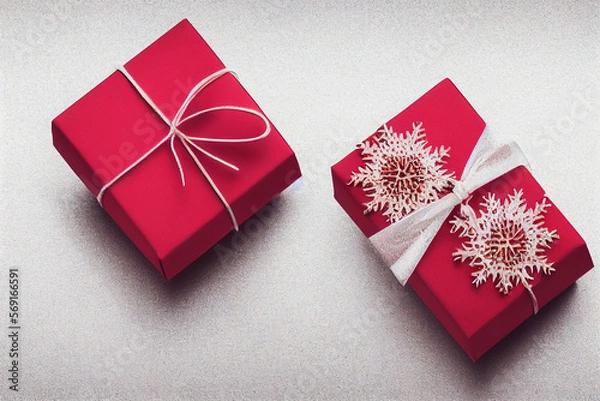 Obraz red gift box close up