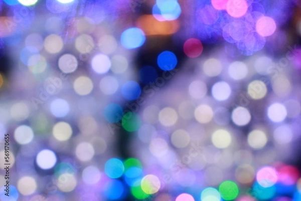 Fototapeta 冬の街路樹イルミネーション（玉ボケ）