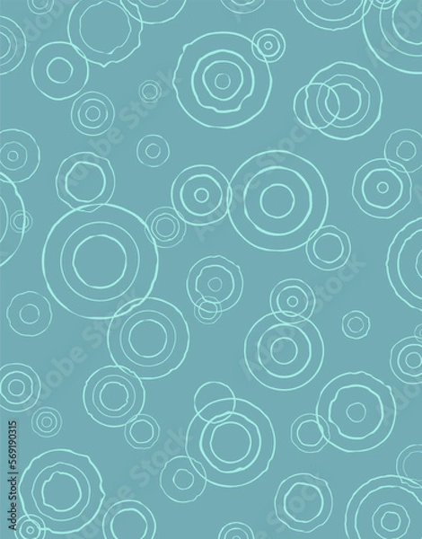 Fototapeta Circles on the water. Summer rain. Picture on a  blue background. Vector illustration.