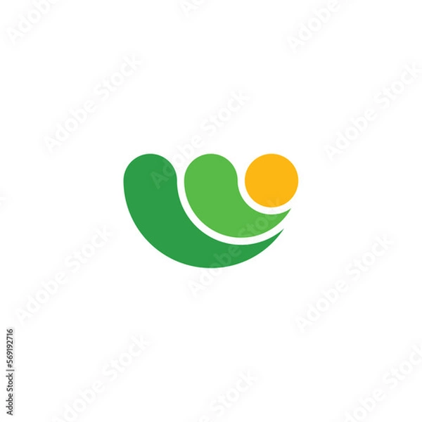 Obraz green spring wave letter w logo vector