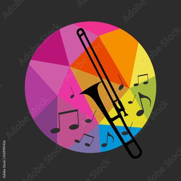 Fototapeta Abstract music graphic with trombone.