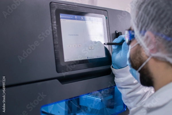 Fototapeta work in science laboratory