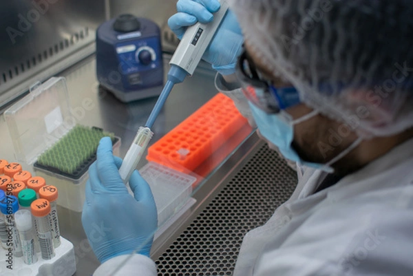 Fototapeta work in science laboratory