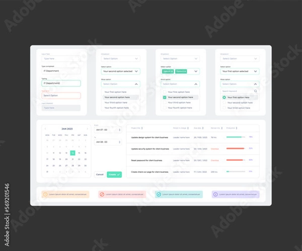 Obraz Basic UI design source calendar schedule time list table