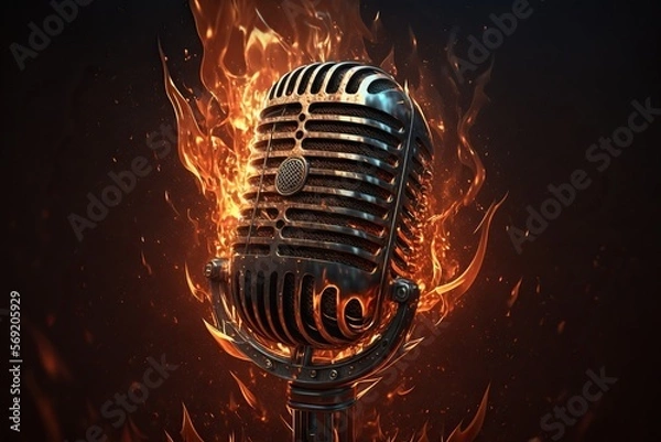 Obraz microphone on fire IA