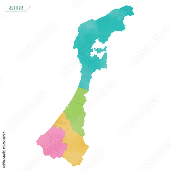 Fototapeta 水彩風の地図　石川県