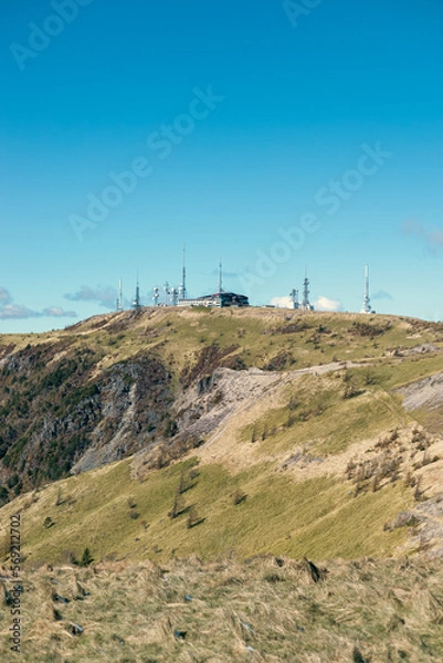 Obraz wind turbines in the mountains