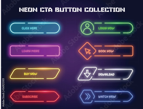 Fototapeta Neon cta button collection