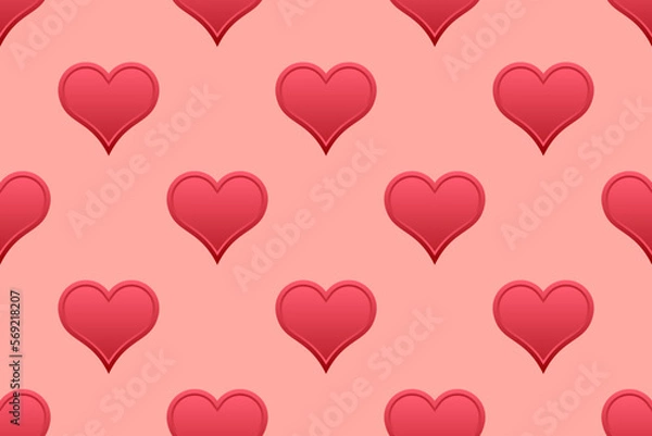 Fototapeta Abstract vector seamless pattern with red hearts.