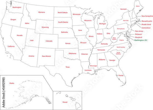 Obraz Outline USA map