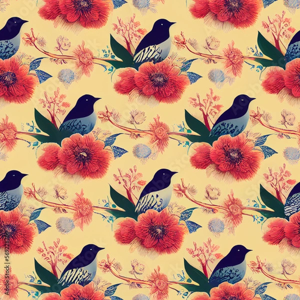 Obraz seamless vintage pattern with birds