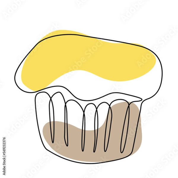 Fototapeta one contunuous line art hand drawn contour of delicious appetizing pastries, bakery one slice for decoration, emblem for confectionery,sweet shop,bakery in minimalist design