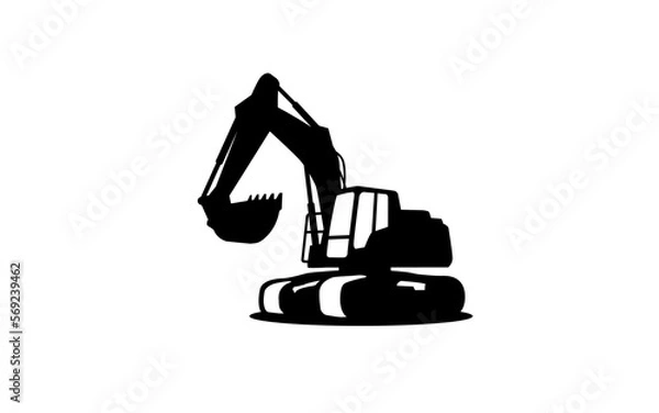 Fototapeta Excavator symbol with silhouette style for logo template, sign and brand.
