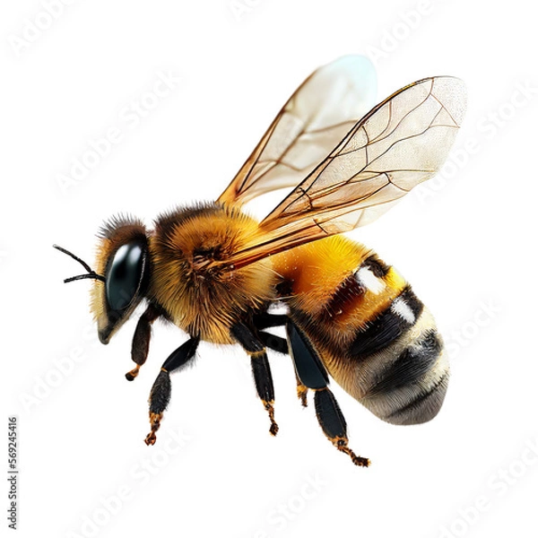 Fototapeta Honey Bee Walking Izolowane na przezroczystym wycięciu tła