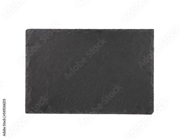 Fototapeta Stone slate plate for kitchen. Presentation black plate for food. Isolated on transparent background