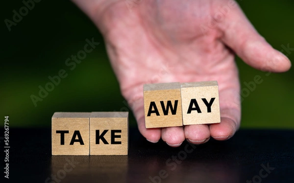 Fototapeta Cubes form the expression 'take away'.