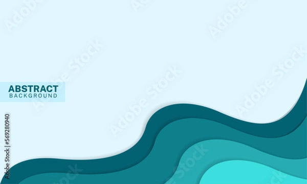 Obraz Blue waves abstract papercut background design template design banner, flyer, presentations. vector illustration