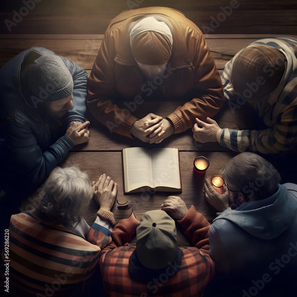 Fototapeta Strength in Unity: Christian Group Praying and Worshipping Together