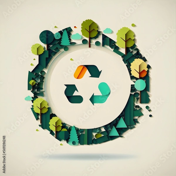 Fototapeta Infinite Possibilities: Circular Economy Icon on a Nature Background