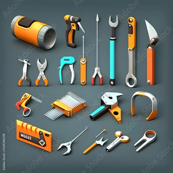 Fototapeta Essential Tools: Realistic Set of Mechanic Tools Isolated