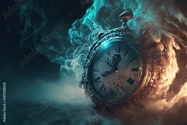 Fototapeta Time travel in different dimensions. AI generated.