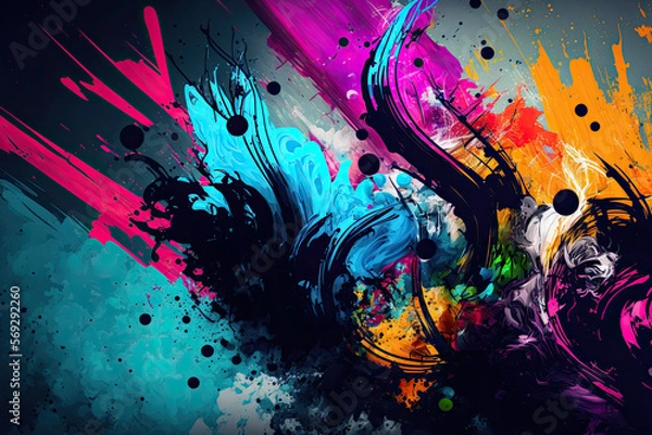 Obraz Abstract colorful background. Watercolor splashes. Generative AI