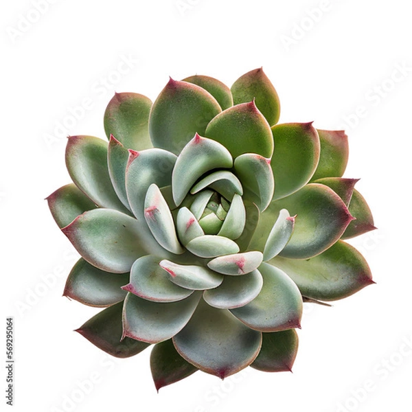 Fototapeta Light green succulent plant with pink tips isolated transparent for graphic use