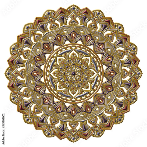 Obraz マンダラアート(宝飾品風、シックな色合い、幾何学模様)