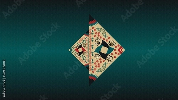 Fototapeta Geometric shapes with folky modern decorations, background, wallpaper, texture, illustration, desktop, cover, card, gift, frame, wall, book