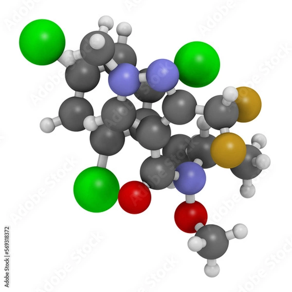 Fototapeta Pydiflumetofen fungicide molecule. 3D rendering.