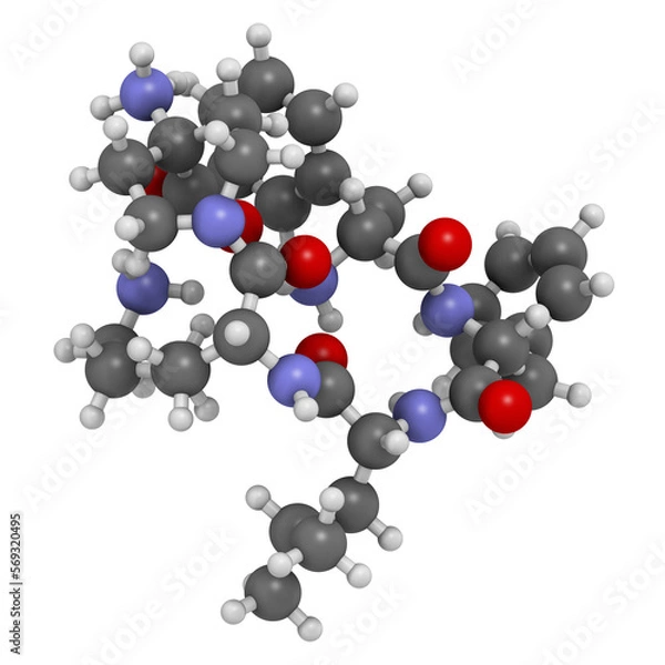 Fototapeta Difelikefalin drug molecule. 3D rendering.