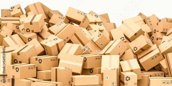 Obraz Cardboard boxes, logistics and delivery concept. 3D Rendering
