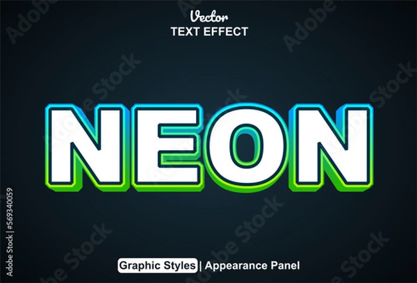 Fototapeta neon text effect with graphic style and editable.