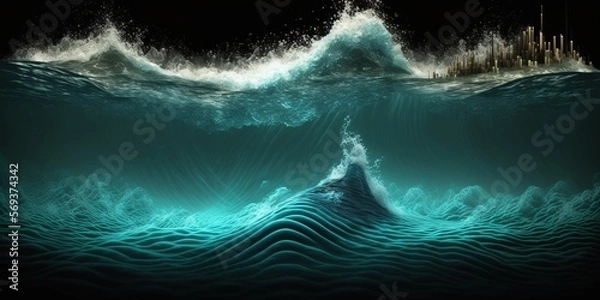 Obraz Sound wave in ocean depth, concept of graphic resources, created with Generative AI technology