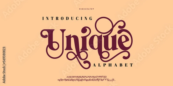 Fototapeta Abstract Fashion font alphabet. Minimal modern urban fonts for logo, brand etc. Typography typeface uppercase lowercase and number. vector illustration