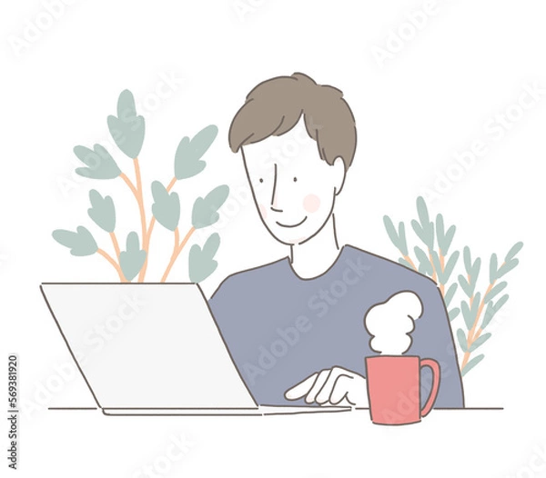 Obraz 在宅ワークする男性