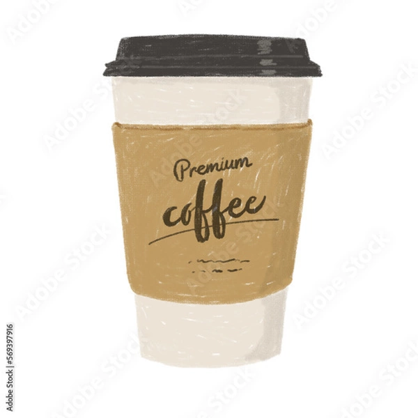 Obraz 紙カップに入ったコーヒーのイラスト
