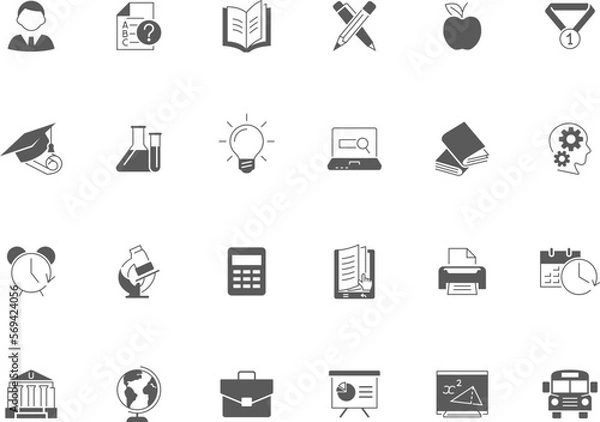 Obraz Education concept simple black vector icons