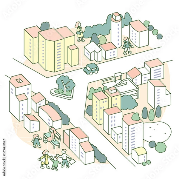 Obraz 賑わいのあるまち。人々の話声