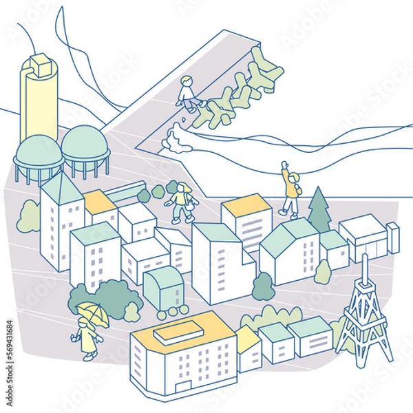 Obraz 港町の活気。海をみるという癒し