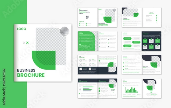 Fototapeta Corporate 16 page square brochure design, business brochure template for annual report vector
